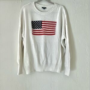 Wild Fable White Sweater with Flag Design